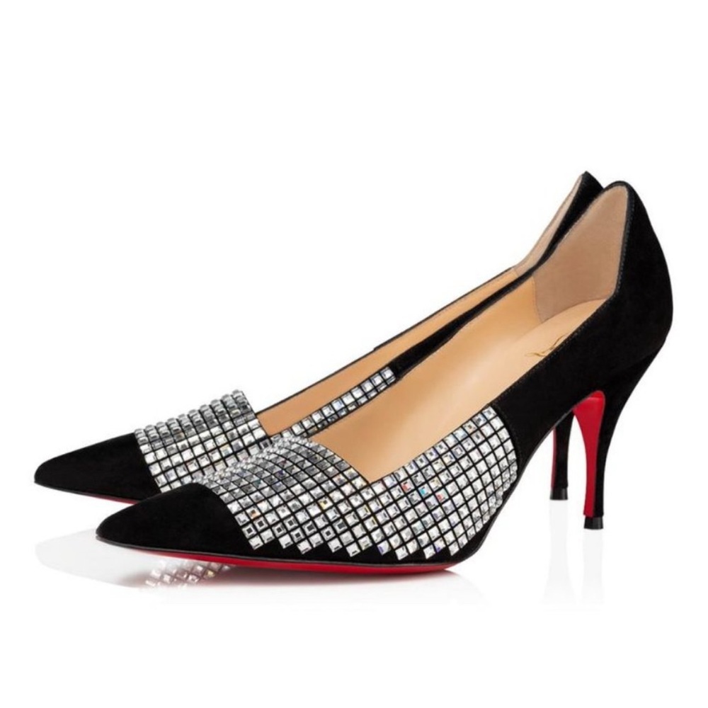 NEW Christian Louboutin CHAMPIONNE STRASS 80 VEAU VELOURS heels RETAIL 1,995 - Picture 1 of 9